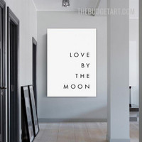 The Moon Typography Modern Painting Picture Canvas Print for Room Wall Drape