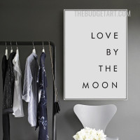 The Moon Typography Modern Painting Picture Canvas Print for Room Wall Disposition