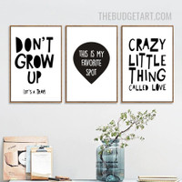 Dont Grow Up Typography Modern Painting Picture Canvas Print for Room Wall Arrangement