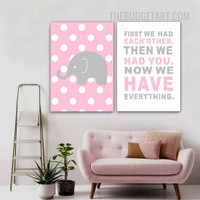 Little Elephant Animal Kids Modern Painting Picture Canvas Print for Room Wall Drape