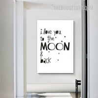 I Love You To The Moon Typography Modern Painting Picture Canvas Print for Room Wall Finery