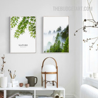 Forest Naturescape Modern Painting Picture 2 Piece Canvas Wall Art Print for Room Decoration
