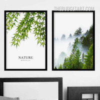 Forest Naturescape Modern Painting Picture 2 Piece Canvas Wall Art Print for Room Disposition