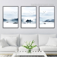 Mountain Lake Nordic Contemporary Painting Picture Landscape Canvas Prints for Room Wall Assortment