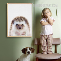 Porcupine Nordic Painting Picture Nursery Animal Canvas Print for Room Wall Garniture