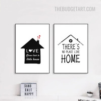 Love Grows Best In Little House Typography Modern Painting Picture 2 Piece Canvas Wall Art Print for Room Illumination