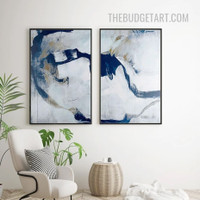 Multicolor Smear Abstract Nordic Watercolor Painting Picture 2 Piece Canvas Wall Art Print for Room Garnish