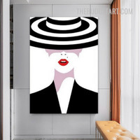 Big Hat Lady Nordic Painting Picture Modern Fashion Figure Print for Canvas Art Room Wall Flourish