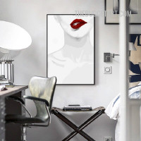 Brown Lips Girl Nordic Modern Painting Picture Fashion Figure Wall Art Canvas Print for Room Wall Decoration