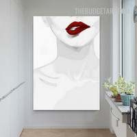 Brown Lips Girl Nordic Modern Painting Picture Fashion Figure Art Print Canvas Wall Room Drape