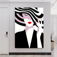 Red Lips Girl Nordic Modern Painting Picture Fashion Figure Art Print Canvas Wall Room Outfit