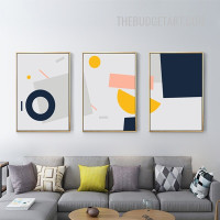 Half Orb Lines Abstract Nordic Geometric Shapes Modern Painting Picture 3 Piece Canvas Wall Art Prints for Room Getup