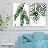 Palm Leaves Nordic Botanical Painting Picture 2 Piece Canvas Print for Room Wall Décor