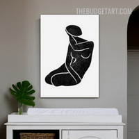 Girl Figure Nordic Painting Picture Abstract Canvas Wall Art Print for Room Wall Trimming