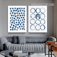 Circle Stains Nordic Abstract Watercolor Modern Painting Picture 2 Piece Canvas Wall Art Prints for Room Ornament