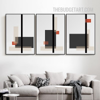 Geometric Shapes Abstract Modern Painting Picture 3 Piece Canvas Art Prints for Room Wall Flourish