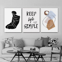 Keep Life Simple Typography Modern Painting Picture Canvas 3 Piece Abstract Art Prints for Room Wall Drape