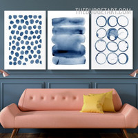 Sapphire Smirch Nordic Abstract Watercolor Modern Painting Picture 3 Piece Canvas Art Prints for Room Wall Finery