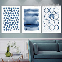 Sapphire Smirch Nordic Abstract Watercolor Modern Painting Picture 3 Piece Canvas Wall Art Prints for Room Arrangement