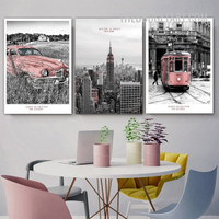 Empire State Building I Cityscape Modern Painting Picture 3 Piece Canvas Wall Art Prints for Room Equipment