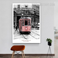 Tram Rail Cityscape Vintage Painting Picture Canvas Landscape Print for Room Wall Garniture