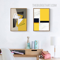 Wiggly Geometric Pattern Abstract Modern Painting Picture 2 Piece Wall Art Canvas Print for Room Drape