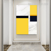 Yellowness Square Nordic Abstract Geometric Modern Painting Image Canvas Print for Room Wall Equipment