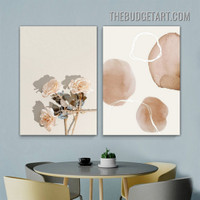 Curved Splotch Abstract Scandinavian Modern Painting Picture 2 Piece Wall Art Prints for Room Trimming