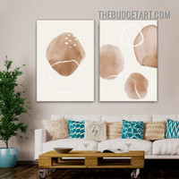 Twisting Lines Abstract Scandinavian Modern Painting Picture 2 Piece Canvas Wall Art Prints for Room Ornamentation