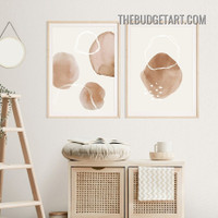 Twisting Lines Abstract Scandinavian Modern Painting Picture 2 Piece Canvas Wall Art Prints for Room Outfit