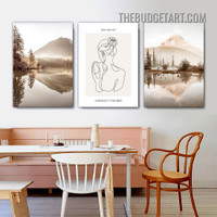 Abstract Figures Typography Modern Painting Picture 3 Panel Canvas Wall Art Prints for Room Ornamentation