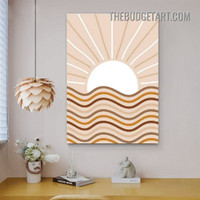 Zigzag Striae Abstract Scandinavian Modern Painting Picture Canvas Print for Room Wall Embellishment