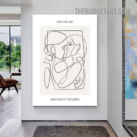 Couple Kiss Abstract Line Art Modern Painting Picture Canvas Wall Art Print for Room Embellishment