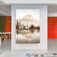 Mountain Mist Naturescape Scandinavian Painting Picture Canvas Wall Art Print for Room Outfit