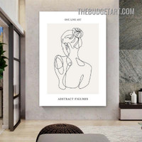 Nude Lady Backside Abstract Figure Modern Painting Picture Canvas Wall Art Print for Room Drape
