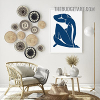 Blue Nude Human Abstract Figure Modern Painting Picture Canvas Wall Art Print for Room Arrangement