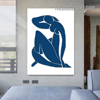 Blue Nude Human Abstract Figure Modern Painting Picture Canvas Wall Art Print for Room Equipment