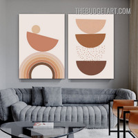 Semi Sphere Abstract Scandinavian Modern Painting Picture 2 Piece Canvas Wall Art Prints for Room Finery