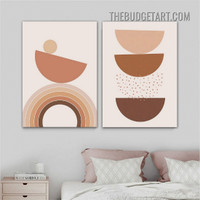 Semi Sphere Scandinavian Modern Painting Picture 2 Piece Abstract Wall Art Prints for Room Embellishment