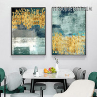 Glitter Tarnishes Abstract Vintage Painting Picture 2 Piece Canvas Wall Art Prints for Room Décor