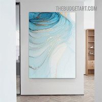Golden Curved Lineament Abstract Modern Painting Picture Canvas Wall Art Print for Room Wall Flourish
