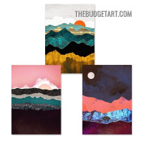 Colorful Mountain Abstract Landscape Modern Painting Picture 3 Panel Canvas Prints for Room Wall Garnish