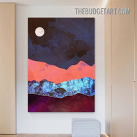 Night Moon Abstract Landscape Modern Painting Picture Canvas Wall Art Print for Room Finery