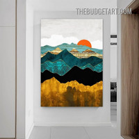 Mountains Sunset Abstract Landscape Modern Painting Picture Canvas Wall Art Print for Room Arrangement