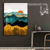 Mountains Sunset Abstract Landscape Modern Painting Picture Canvas Wall Art Print for Room Decoration