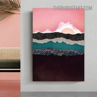 Smear With Hillside Abstract Landscape Modern Painting Picture Canvas Wall Art Print for Room Embellishment