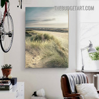 Soil With Grass Landscape Vintage Painting Picture Canvas Art Print for Room Wall Garniture