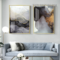 Marble Design Abstract Modern Painting Picture 2 Piece Canvas Wall Art Prints for Room Drape