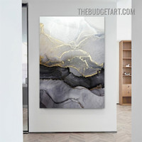 Striae Smear Marble Abstract Modern Painting Picture Canvas Wall Art Print for Room Drape