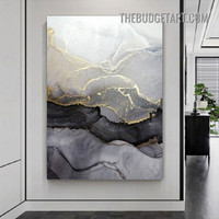 Striae Smear Marble Abstract Modern Painting Picture Canvas Wall Art Print for Room Embellishment